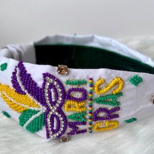 Carnival Mask Mardi Gras Beaded Knotted Headband